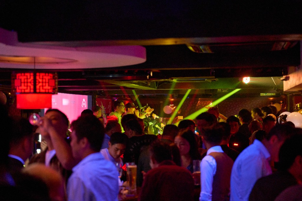 Lan Kwai Fong anniversary party crowd at The China Bar