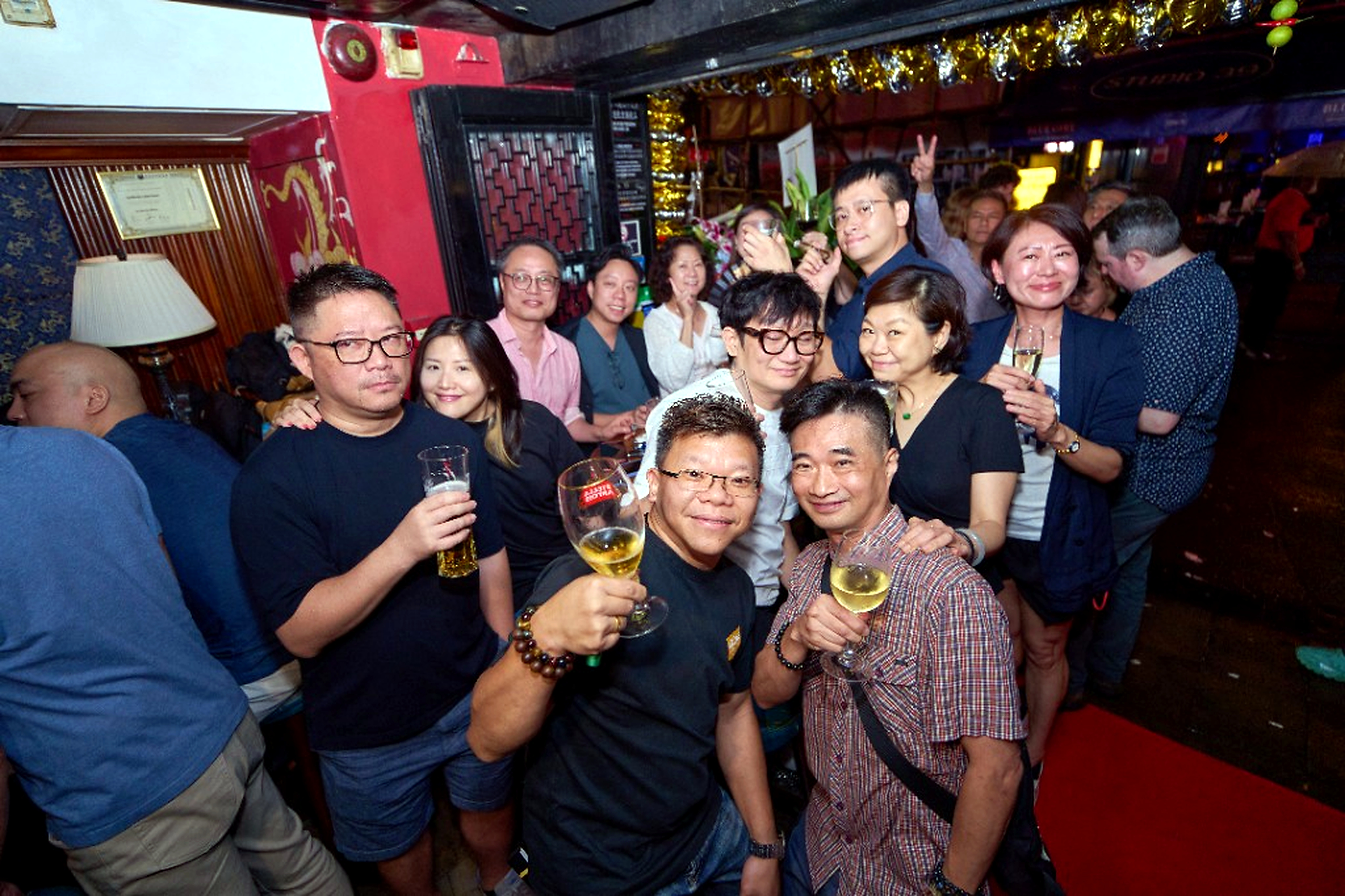 Group celebrating at The China Bar Lan Kwai Fong